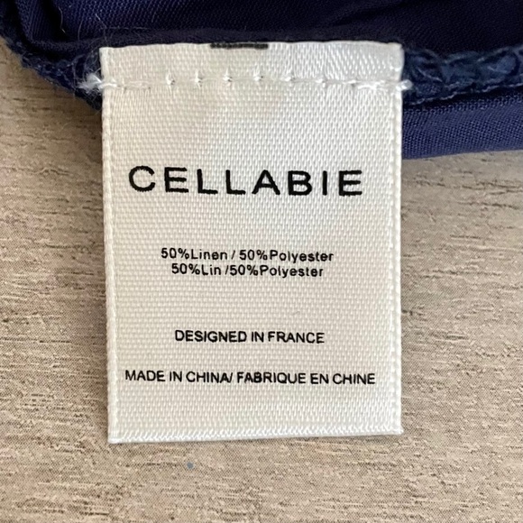 Cellabie Floral Boho Artsy Navy Linen Layered Lagenlook Shift Dress NWT Size M - Picture 14 of 15